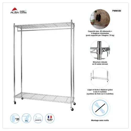 Vestiaire mobile - 26 cintres - ALBA 