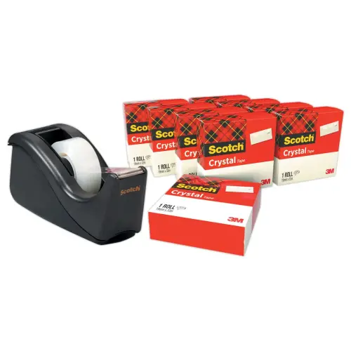 Lot de 10 rouleaux + 1 dévidoir C60 - SCOTCH Crystal