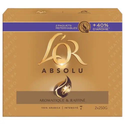 2 Paquets de caf&eacute; moulu L'Or Absolu - 2 x 250 g - L'OR 