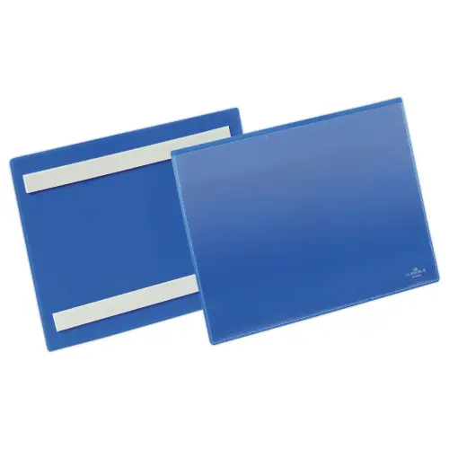 50 Pochettes porte-documents - A5 paysage - 2 bandes adh&eacute;sives permanentes - Bleu - DURABLE 