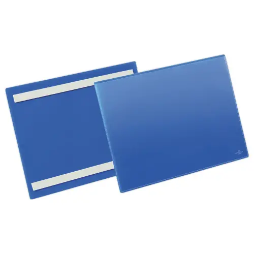 50 Pochettes porte-documents - A4 paysage - 2 bandes adh&eacute;sives permanentes - Bleu - DURABLE 