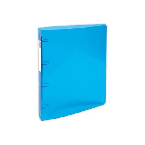 Classeur 4 anneaux polypropyl&egrave;ne transparent glac&eacute; - Dos 4 cm - Bleu - Exacompta 