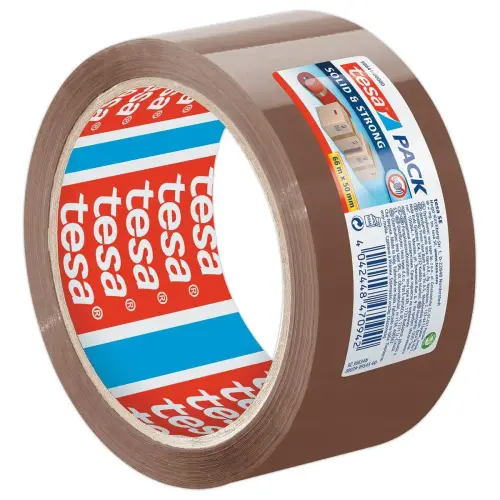 Rouleau d'adh&eacute;sif PP havane Solidstrong - 66m x 50mm - Tesa 