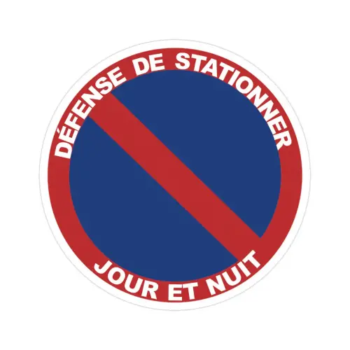 Panneau PVC rond adhésif ø 280mm Stationnement interdit jour et nuit