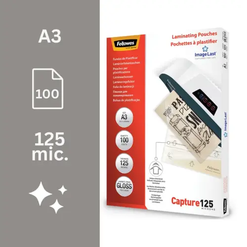 100 Pochettes de plastification ImageLast A3 - 125 µ - Fellowes