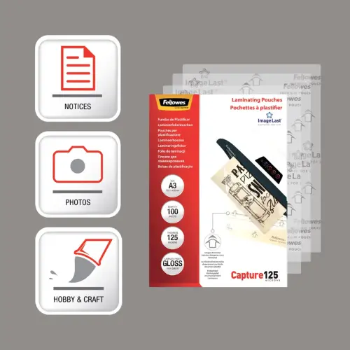 100 Pochettes de plastification ImageLast A3 - 125 µ - Fellowes