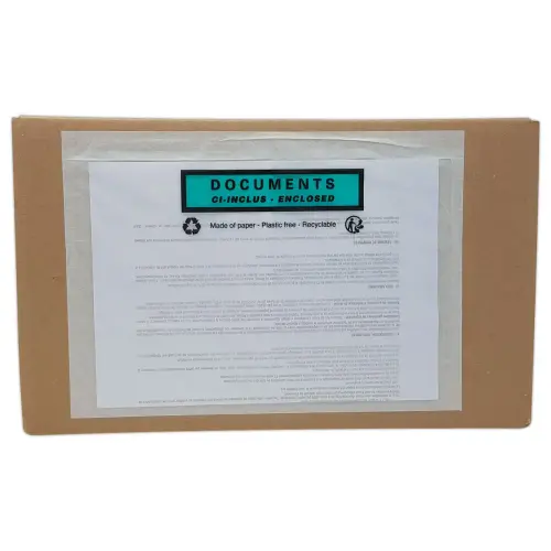 500 Pochettes adhésives "Documents ci, inclus" format A4, 320x250 mm