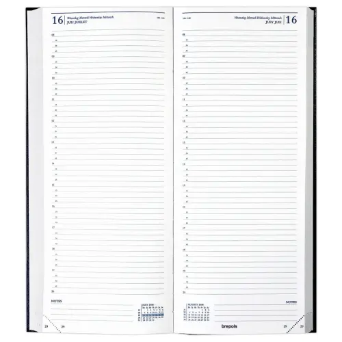 Agenda long cousu  Saturnus 101-1 jour/2 pages 12,8 x 33 cm - Janvier &agrave; d&eacute;cembre - BREPOLS 