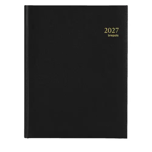 Agenda semainier de bureau cousu Timing/Conc. 17,1x22 cm Noir - Janvier à décembre - BREPOLS