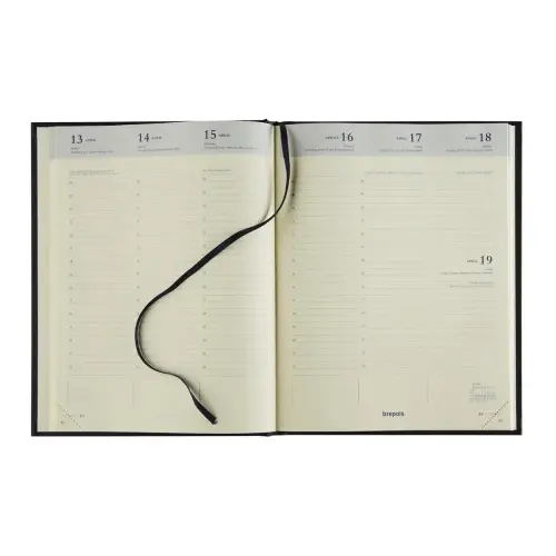 Agenda semainier de bureau cousu Timing/Conc. 17,1x22 cm Noir - Janvier à décembre - BREPOLS