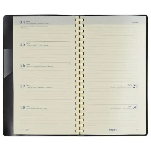 Agenda semainier poche spiralé Notaplan 9x16 cm - noir - Janvier à décembre - BREPOLS