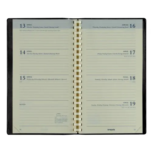 Agenda semainier poche spiralé Interplan 9x16 cm - Noir - Janvier à décembre - BREPOLS