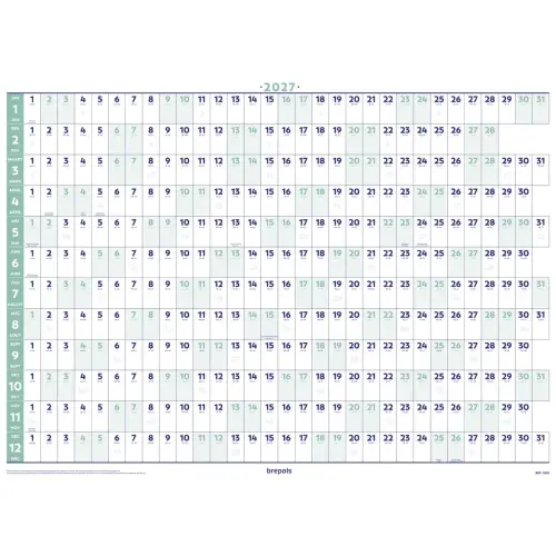 Planning annuel 82x59 cm - Janvier à décembre - BREPOLS