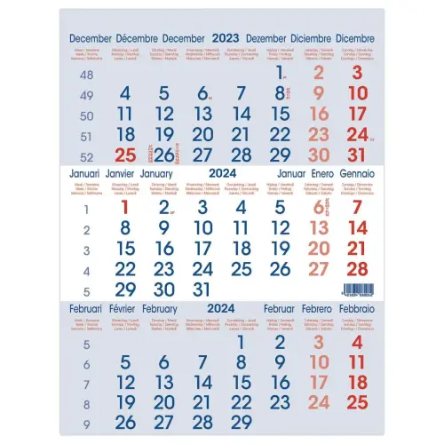 Calendrier Trimestriel avec curseur 29,1x38,5 cm - Janvier à décembre - BREPOLS