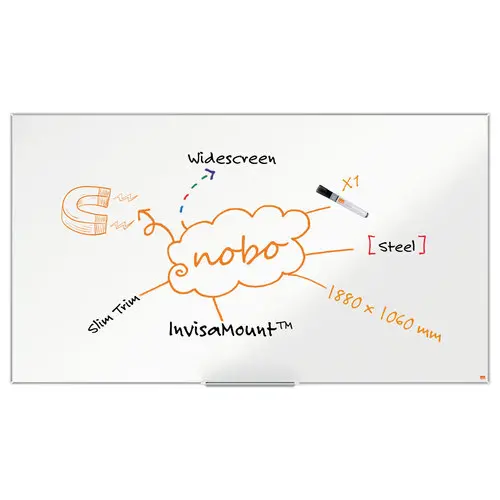 Tableau blanc magn&eacute;tique - 188 x 106 cm - Impression Pro  - NOBO 