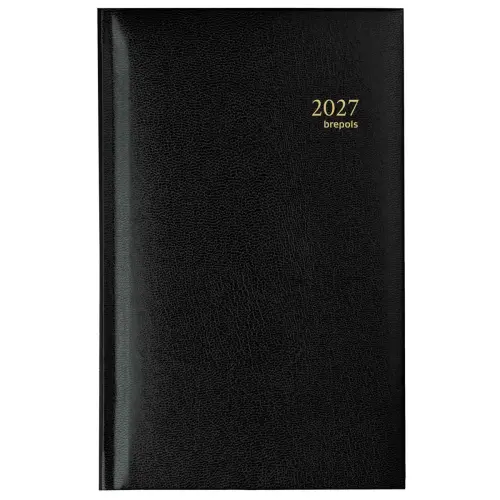 Agenda semainier poche cousu  Interplan 9x16 cm - Noir - Janvier &agrave; d&eacute;cembre - BREPOLS 