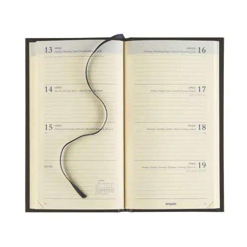 Agenda semainier poche cousu  Interplan 9x16 cm - Noir - Janvier &agrave; d&eacute;cembre - BREPOLS 