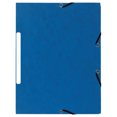 10 Chemises 3 rabats &agrave; &eacute;lastiques 360 g - Dos de 1,5 cm - Bleu - EXACOMPTA 