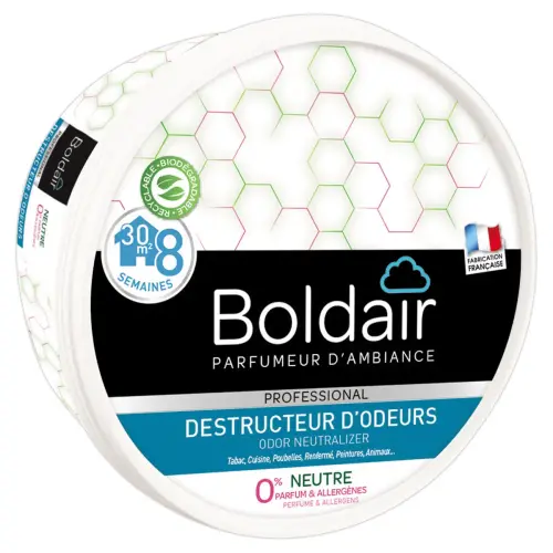 Gel solide destructeur d'odeurs - 300 g - Parfum neutre - BOLDAIR