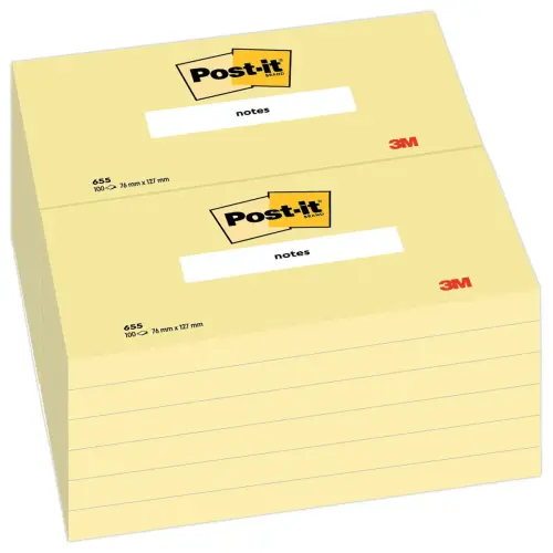 Notes repositionnables - 76 x 127 mm - Jaune pastel - POST-IT 