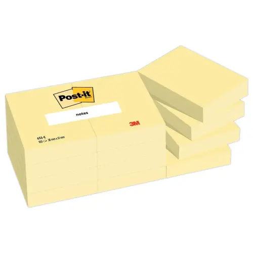 12 Blocs de notes repositionnables - 38 x 51 mm - Jaune pastel - Post-It