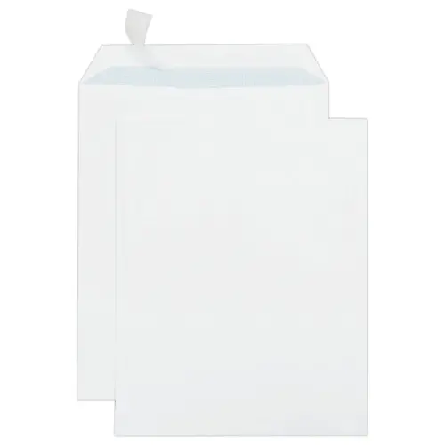 250 Pochettes blanches bande siliconée 260x330 mm sans fenêtre 90g