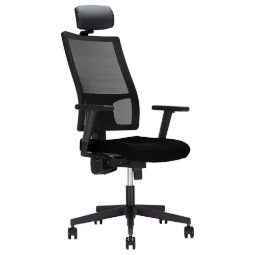 Si&egrave;ge de bureau synchrone Taktik avec t&ecirc;ti&egrave;re - Tissu et r&eacute;sille - Noir 