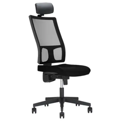 Si&egrave;ge de bureau synchrone Taktik avec t&ecirc;ti&egrave;re - Tissu et r&eacute;sille - Noir 