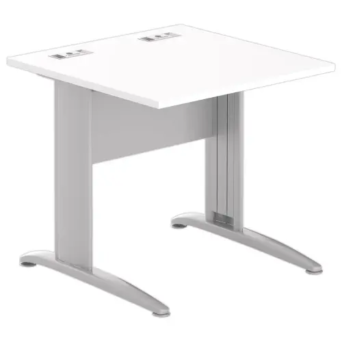 Table 80 x 80 blanc - pieds aluminium