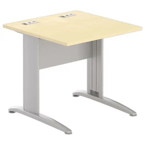 Table 80 x 80 h&ecirc;tre - pieds aluminium 