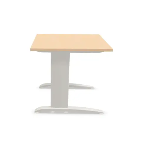 Table 80 x 80 h&ecirc;tre - pieds aluminium 