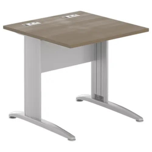 Table 80 x 80 noyer - pieds aluminium 