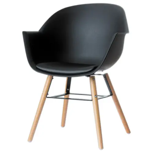 2 Fauteuils WISEMAN pieds hêtre assise noire montées