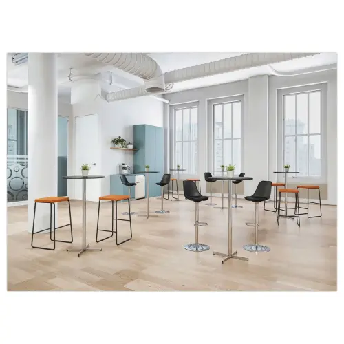 2 Tabourets BOBBA pied alu assise noire montés