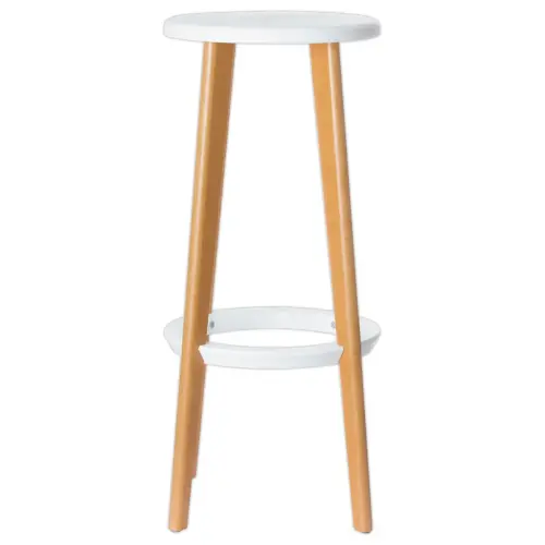 2 Tabourets WOODY pied hêtre assise blanche montés