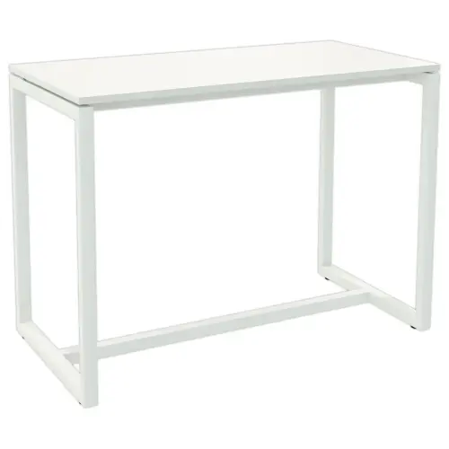 Table haute EASYDESK 150 x 75 cm pied blanc plateau blanc