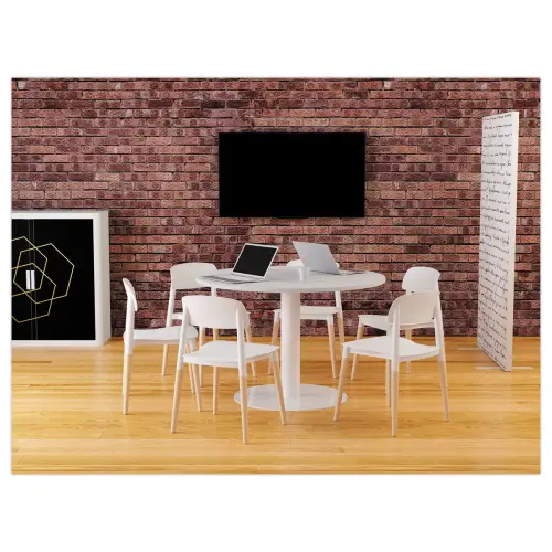 Table EASYDESK ronde Ø115cm pied blancplateau blanc