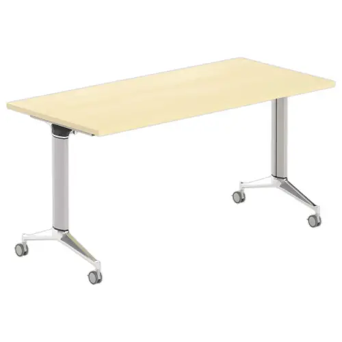 Table rabattable avec roulettes - 150x70 - H&ecirc;tre/alu 