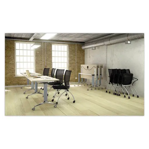 Table rabattable avec roulettes - 150x70 - H&ecirc;tre/alu 