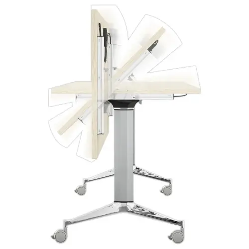 Table rabattable avec roulettes - 150x70 - H&ecirc;tre/alu 
