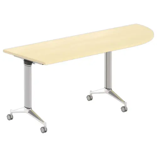 Table rabattable avec roulettes - 190 x 70 cm - H&ecirc;tre et alu - Angle &agrave; droite 