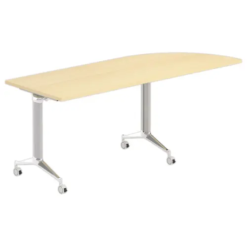 Table rabattable avec roulettes - 190 x 70 cm - Hêtre et alu - Angle à gauche