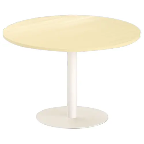 Table ronde diam 116 cm plateau h&ecirc;tre pied blanc pied tulipe 