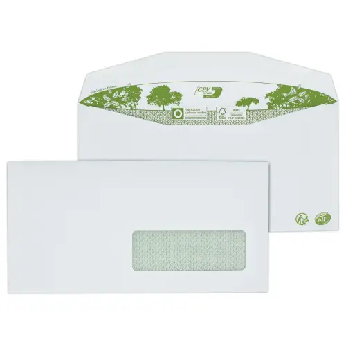 1000 Enveloppes 114x229 recyclées mise sous pli automatique fenêtre - GPV