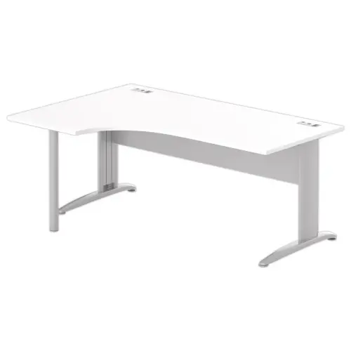 Bureau BUENOS AIRES compact retour à gauche blanc/alu, L180
