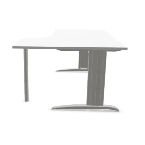 Bureau BUENOS AIRES compact retour &agrave; droite blanc/alu, L180 
