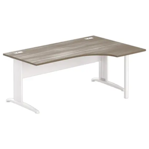 Bureau BUENOS AIRES compact retour à droite noyer/blanc, L180