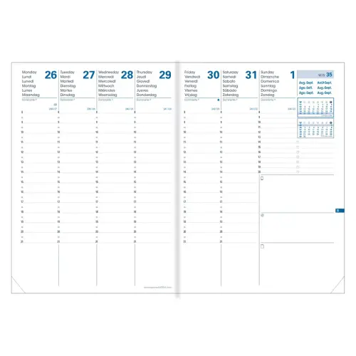Agenda semainier Everest - 21x27cm - Bleu foncé - Septembre à septembre - QUO VADIS