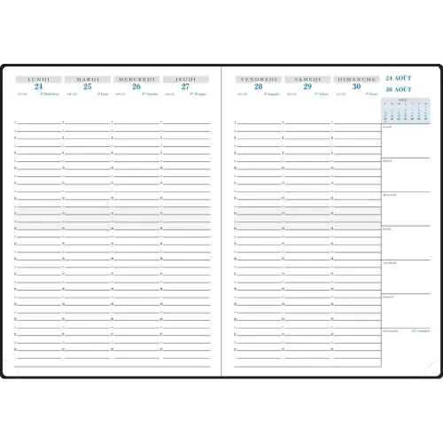 Agenda semainier Verone - 21x29,7cm - Noir - Septembre à septembre - EXACOMPTA