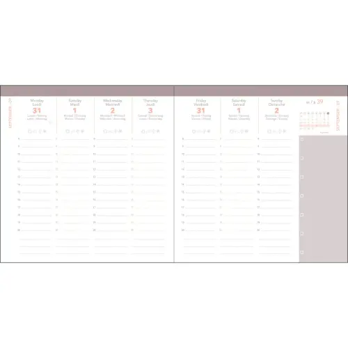 Agenda semainier AFFAIRES COLOR ML Ella - 10x15 cm - Beige - Décembre à décembre - QUO VADIS